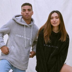 NWT Seek Discomfort Grey Sherpa Hoodie Unisex Size M